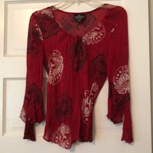 Angie Rayon bohemian print top